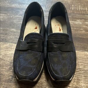 Donald Pliner Lizzee Womens Shoes Navy Blue Platform Slip On Wedge Size 6